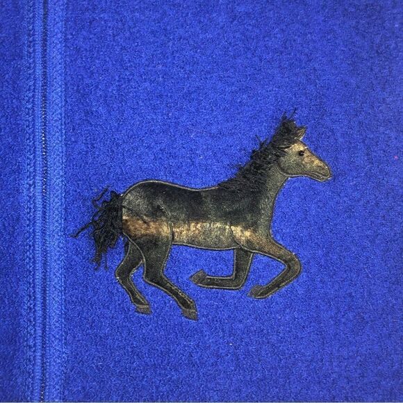 Nitro Women’s Wool vest horses blue zippered front size medium - Picture 2 of 8